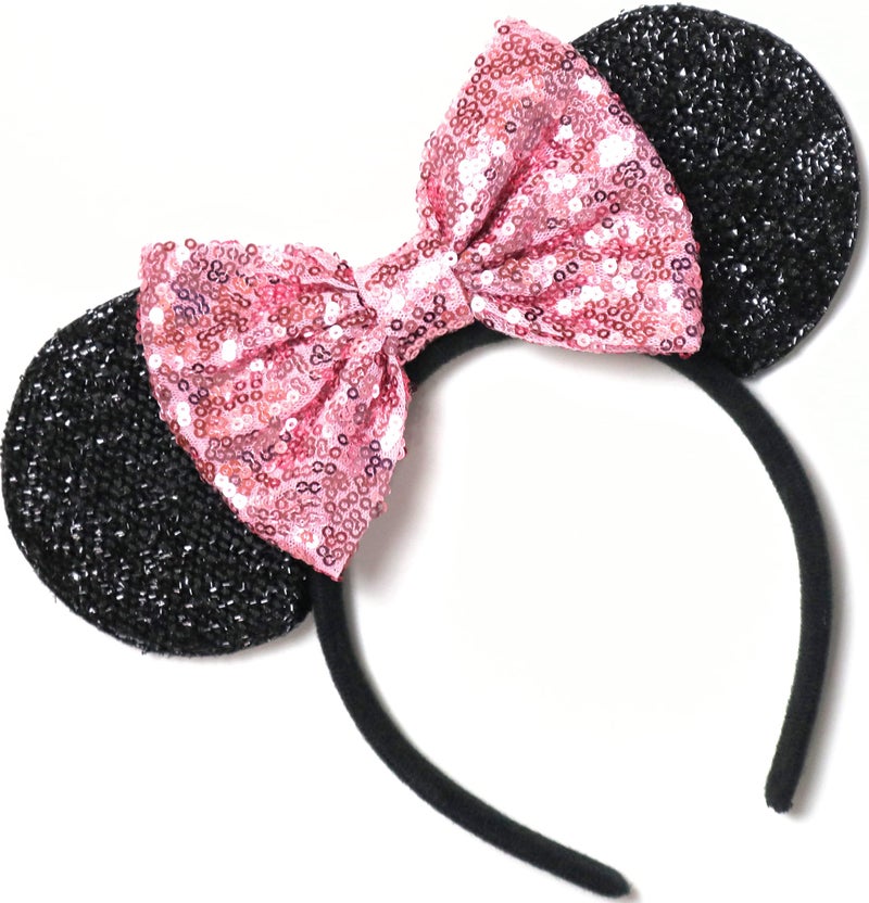CLGIFT Pink Mickey Ears, Rainbow Sparkly Mouse Ears, Handmade, One Size Fits All - Image 1